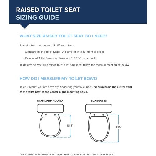  Drive Medical Premium Plastic Raised Toilet Seat with Lock and Padded Armrests, Elongated