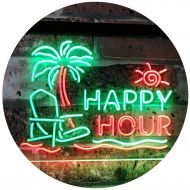 ADVPRO Happy Hour Relax Beach Sun Bar Dual Color LED Neon Sign Green & Red 16 x 12 st6s43-i2558-gr