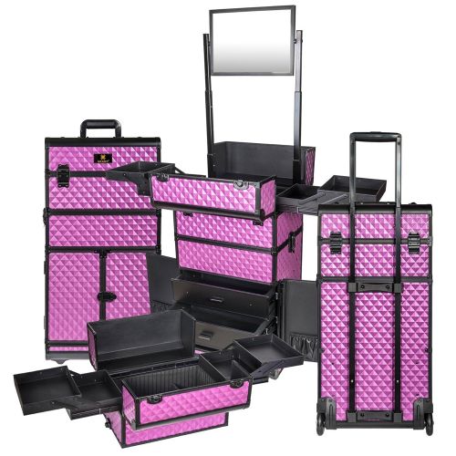  SHANY Cosmetics SHANY Rebel Series Pro Makeup Artists Rolling Train and Trolley Case, Charming Violet