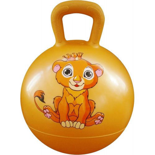  [아마존베스트]AppleRound Space Hopper Ball with Air Pump: 15in/38cm Diameter for Ages 3-5, Hop Ball, Kangaroo Bouncer, Hoppity Hop, Jumping Ball, Sit & Bounce (Lion Cub Yellow)