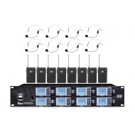 BOLY Boly 8800 8 Channel Wireless Microphone System Rack Mountable Set W 8 Headset Microphonefor Karaoke, PA Speaker, Amplifier, DJ, Party, Wedding, outdoor wedding Conference Family Pa