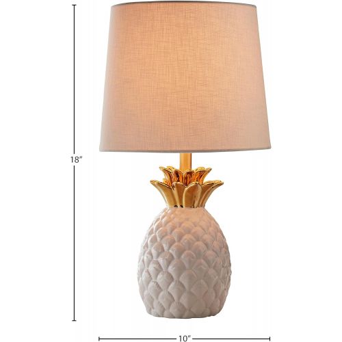 Rivet Modern Deer Head Ceramic Lamp With LED Bulb, 19.5H, White and Brass