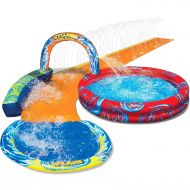Banzai BANZAI Cyclone Splash Park Inflatable with Sprinkling Slide and Water Aqua Pool