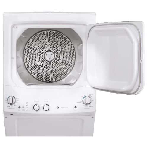  GE GUD27ESSMWW Unitized Spacemaker 3.8 Washer with Stainless Steel Basket and 5.9 Cu. Ft. Capacity Electric Dryer, White