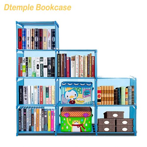  Dtemple 9-Cube Bookcase Bookshelf DIY Storage Cube Organizer Plastic Closet Shelf Storage Cabinet (Blue)
