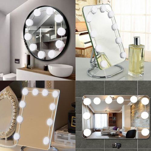  Mirror Lights, UNIFUN Hollywood Style LED Makeup Mirror Lights with 10 Dimmable Bulbs, USB Powered Flexible Lighting Fixture for Bathroom, Makeup Dressing Table (Mirror Not Include