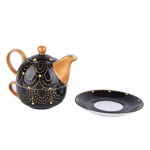  Artvigor, Tea for one Set, Porzellan Teeservice, 4-teilig, Kanne 400 ml mit Tasse 300 ml und Untertasse