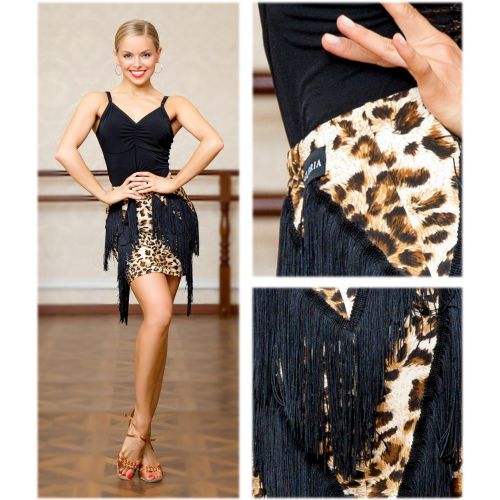  GloriaDance Superstar Series:G2044 Latin Ballroom Dance Professional Two Layer Oblique Splicing Tassels Swing Skirt