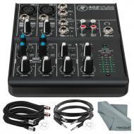 Photo Savings Mackie 402VLZ4 - 4-channel Ultra Compact Mixer with Preamps and Basic Bundle w 4x Cables + Fibertique Cleaning Cloth