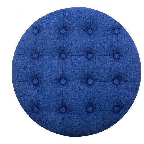  Belleze Nailhead Round Tufted Storage Ottoman Large Footrest Stool Coffee Table Lift Top, Gray
