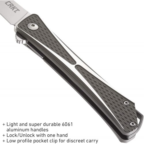컬럼비아 Columbia River Knife & Tool CRKT Crossbones EDC Folding Pocket Knife: Gentlemans Knife, Everyday Carry, Satin Blade, IKBS Ball Bearing Pivot, Locking Liner, Brushed Aluminum Handle, Deep Carry Pocket Clip 753