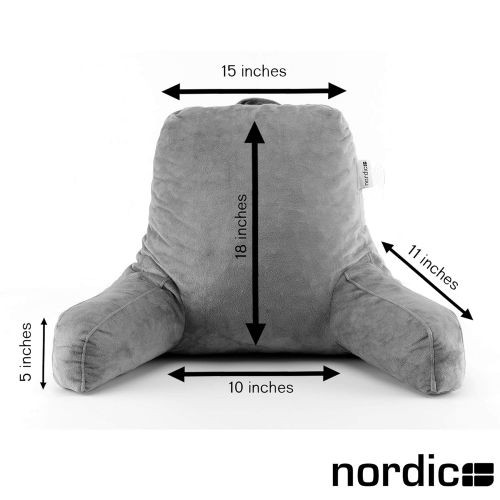  DailyNordic Nordic Large Plush Reading Pillow - Great for Adults, Teens, and Kids - Shredded Foam Bedrest Pillow with Armrests-TV, Pregnancy Lumbar & Head Neck Coccyx Relax Lower B