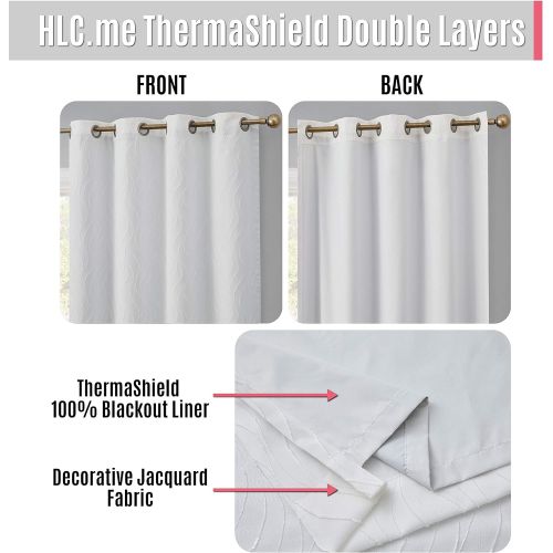  HLC.ME Camden 100% Blackout Thermal Window Curtain Grommet Panels - Energy Efficient, Complete Darkness, Noise Reducing - for Living Rooms & Bedrooms - Set of 2 (50 W x 96 L, Taupe