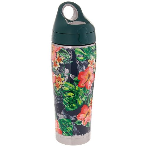  Tervis 1302024 Tropical Stainless Steel Insulated Tumbler with Hunter Green with Gray Lid, 24oz Water Bottle, Silver