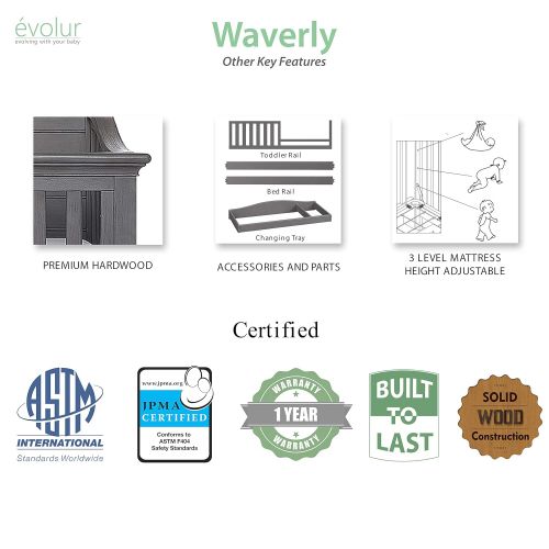  Evolur Waverly 5 in 1 Full Panel Convertible Crib