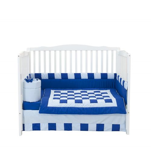  BabyDoll Bedding Baby Doll Bedding 4 Piece Patchwork Perfection Crib Bedding Set, RoyalLight Blue