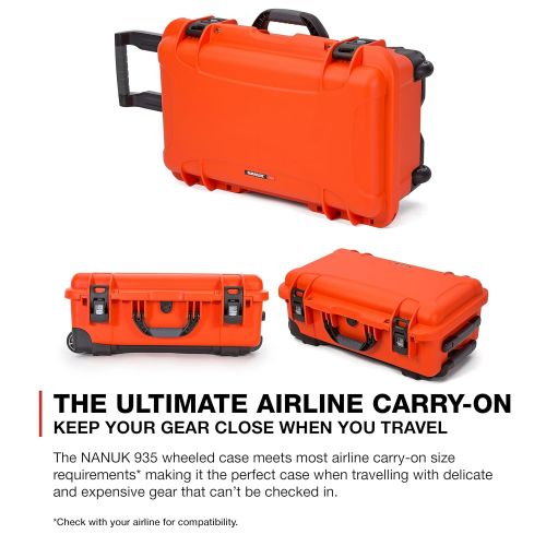  Nanuk 935 Waterproof Carry-On Hard Case with Wheels and Foam Insert - Orange