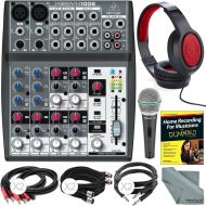 Photo Savings Behringer XENYX 1002 - 10 Channel Audio Mixer and Accessory Bundle w 5X Cables + Fibertique Cloth