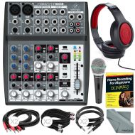 Photo Savings Behringer XENYX 1002 - 10 Channel Audio Mixer and Accessory Bundle w Dynamic Mic + Closed-Back Headphones + 6X Cables + Home Recording Guide + Fibertique Cloth