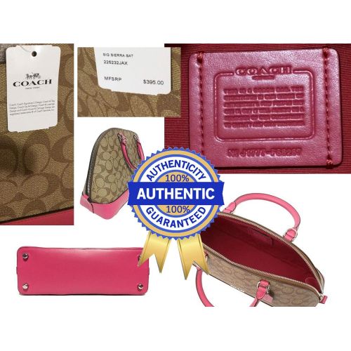  Coach SALE ! New Authentic COACH Monogram Khaki/Pink Magenta Satchel Dome Shoulder Bag in PRINCESS PINK!