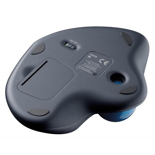 로지텍 Logitech M570 Wireless Trackball Mouse  Ergonomic Design with Sculpted Right-hand Shape, Compatible with Apple Mac and Microsoft Windows Computers, USB Unifying Receiver, Dark Gra