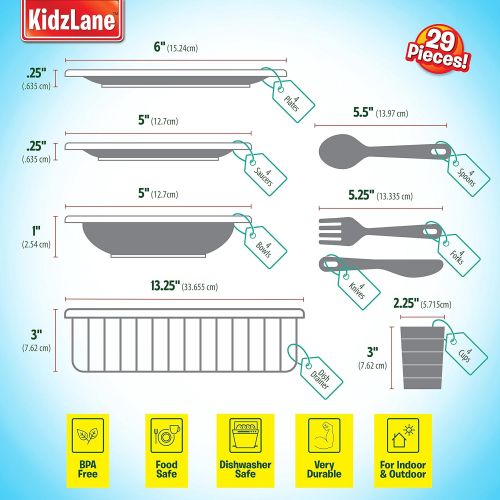  [아마존 핫딜]  [아마존핫딜]Kidzlane Durable Kids Play Dishes - Pretend Play Childrens Dish Set - 29 Piece with Drainer