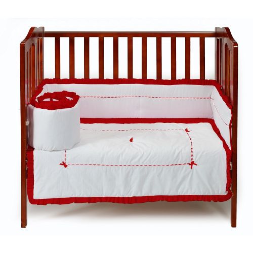  BabyDoll Bedding Baby Doll Bedding Unique Mini CribPort-a-Crib Bedding Set, Red