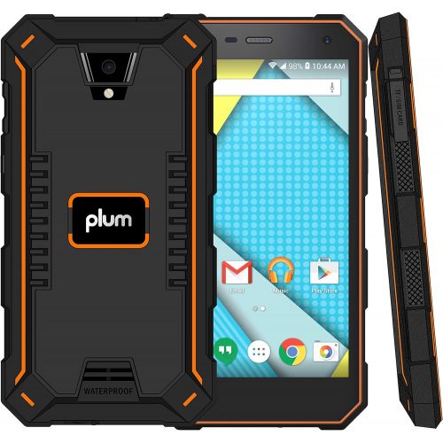  Plum Gator 4 - Rugged Smart Cell Phone Unlocked Android 4G GSM 13 MP Camera 5 HD Display IP68 Military Grade Water Shock Proof 5000 mAh - Black/Org