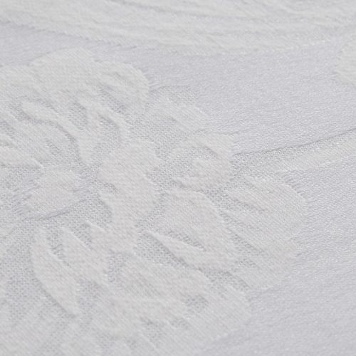  Violet Linen Classic Damask Design Fringes Oblong/Rectangle Tablecloth, 60 x 140, White