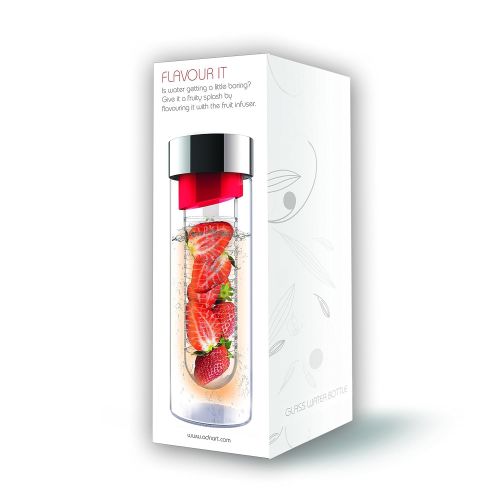 Asobu SWG-11-2434 Flavor It 20 Ounce Glass Water Bottle With Fruit Infuser, Smoke