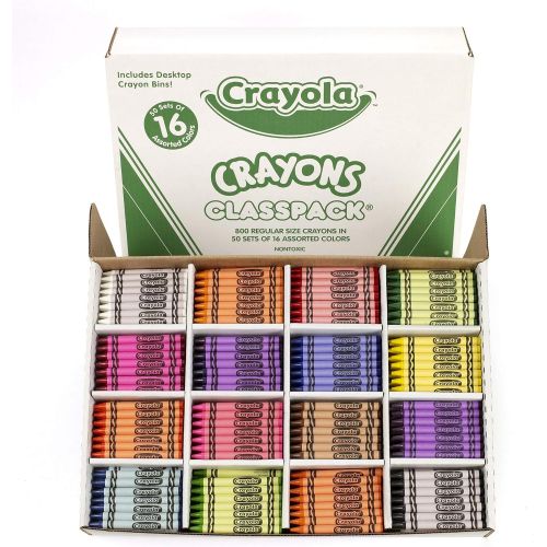  Crayola Classpack Assortment, 800 Regular Size Crayons, 16 Different Colors (50 Each), Great for Classroom, Educational, All-Purpose Art Tools - BIN528016