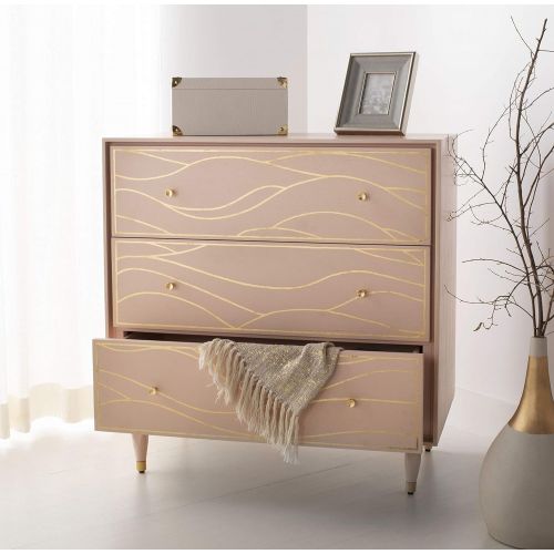  Safavieh SFV8101C Couture High Line Collection Broderick Pink and Antique Gold Wave Chest