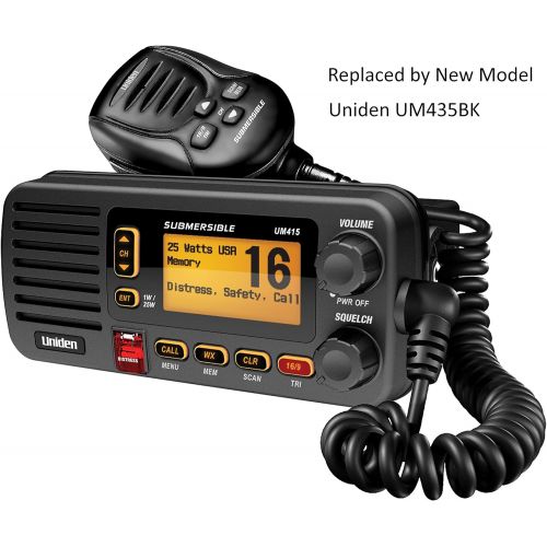  [아마존베스트]Uniden UM415 Advanced Fixed Mount VHF Marine Radio DSC, USA/International/Canadian Marine Channels, 1 Watt/25 Watt Transmit Power, Ultra Compact Rugged Construction and JIS7 Submer