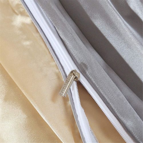  QianQianStore 100% Natural Silk Bedding Set with Duvet Cover Bed Sheet Pillowcase Luxury 4Pcs Satin Bedding Bed Linen King Queen Twin Size,Color 15,Queen Size 4Pcs