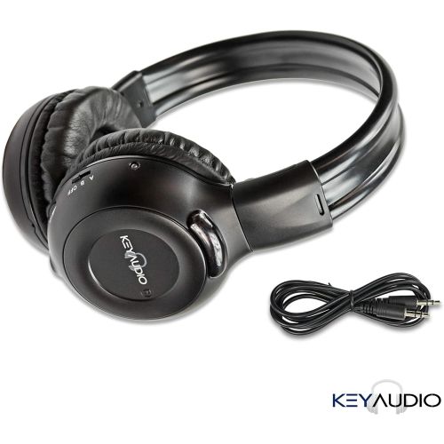 Key Audio Pair of Two Channel Folding Adjustable Universal Entertainment System Infrared Headphones 2 Additional 48 3.5mm Auxiliary Cords Wireless IR DVD Player Head Phones Car TV Video Audi