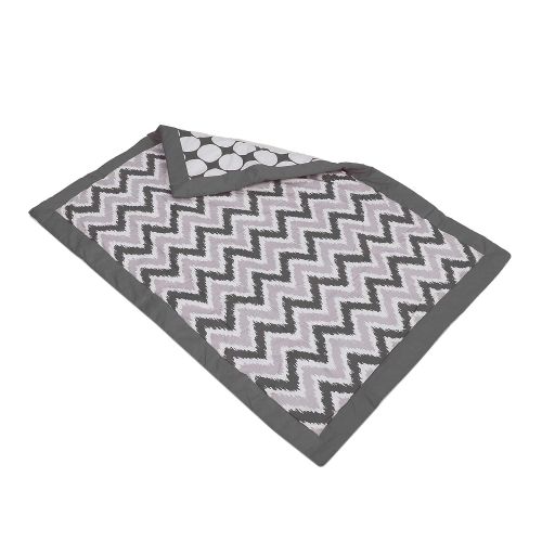  Bacati Zig Zag and Dots 4-in-1 Cotton Baby Crib Bedding Set with Bumper Pad, Grey