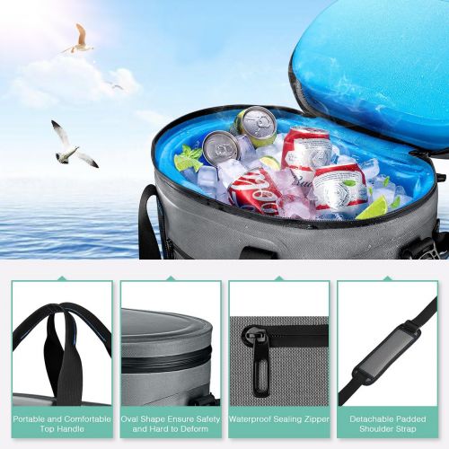  Homitt Soft Cooler 30 Can Soft Pack Cooler Insulated Soft Sided Cooler with Heavy Duty Leakproof TPU Material and Closed-Cell Foam for Taking Lunch, Camping, Picnic, Sea Fishing, T