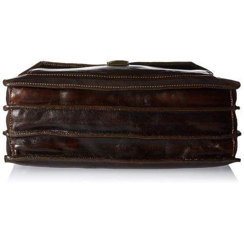  Alberto Bellucci Italian Leather Briefcase Flapover Large Triple Compartment 16 Laptop Case