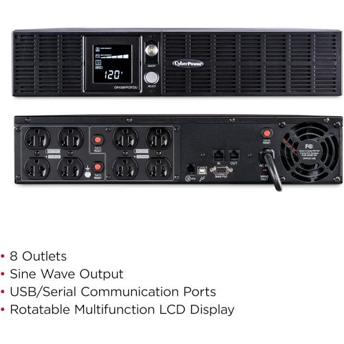  CyberPower OR2200PFCRT2U PFC Sinewave UPS System, 2000VA1540W, 8 Outlets, AVR, 2U RackTower