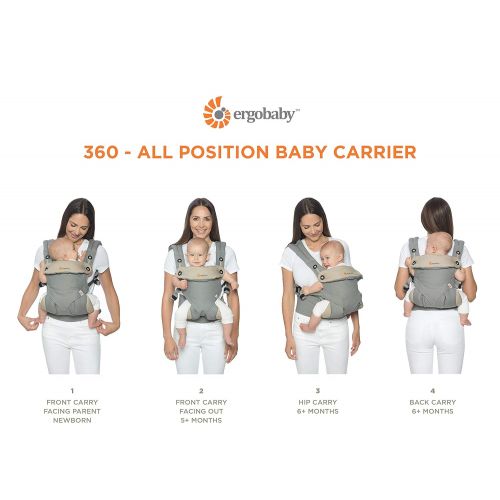 에르고베이비 Ergobaby 360 All Carry Positions Award-Winning Ergonomic Baby Carrier, Batik IndigoBlueWhite