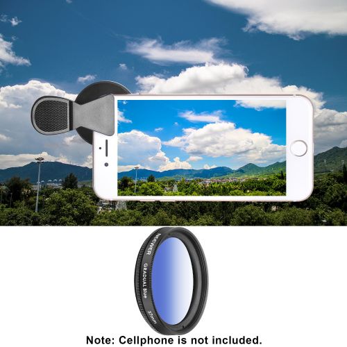 니워 Neewer 37 MM Cell Phone Lens Accessory Kit, Includes 0.45X Wide Angle Lens,Lens Clip, Graduated Color Filters (Blue Orange Grey), Circular Polarizer CPL Filter, Neutral Density ND2