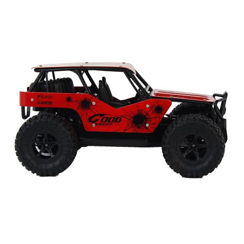  Velocity Toys The King Cheetah Turbo Remote Control Toy Red Rally Buggy RC Car 2.4 GHz 1:16 Scale Size w Working Suspension, Spring Shock Absorbers