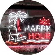 ADVPRO Happy Hour Relax Beach Sun Bar Dual Color LED Neon Sign White & Red 12 x 8.5 st6s32-i2558-wr