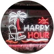 ADVPRO Happy Hour Relax Beach Sun Bar Dual Color LED Neon Sign White & Red 16 x 12 st6s43-i2558-wr