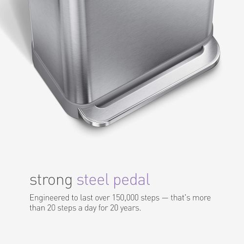 심플휴먼 [아마존핫딜][아마존 핫딜] Simplehuman simplehuman 45 Liter / 12 Gallon Stainless Steel Rectangular Kitchen Step Trash Can with Liner Pocket, Brushed Stainless Steel
