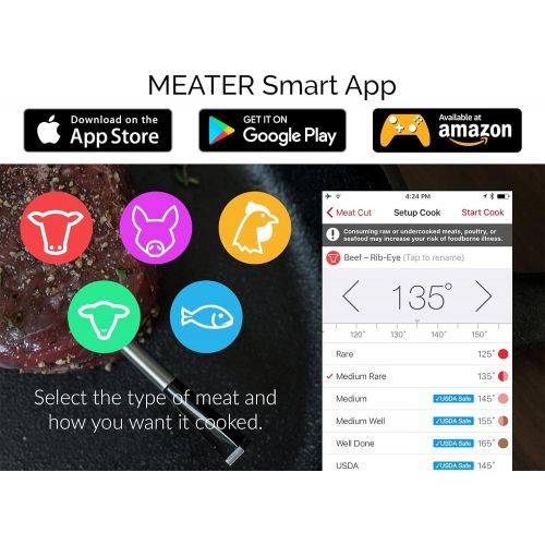  [아마존 핫딜] MEATER Up to 33 Feet Original True Wireless Smart Meat Thermometer for the Oven Grill Kitchen BBQ Rotisserie with Bluetooth and WiFi Digital Connectivity