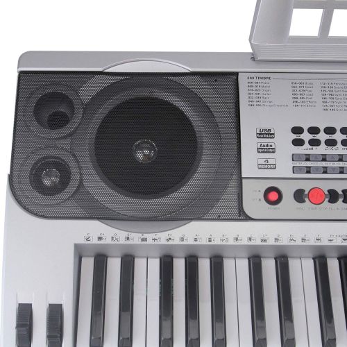  Alek...Shop 61 Key Classic Electronic Keyboard Piano Organ Portable Electric Music Digital LCD, Silver