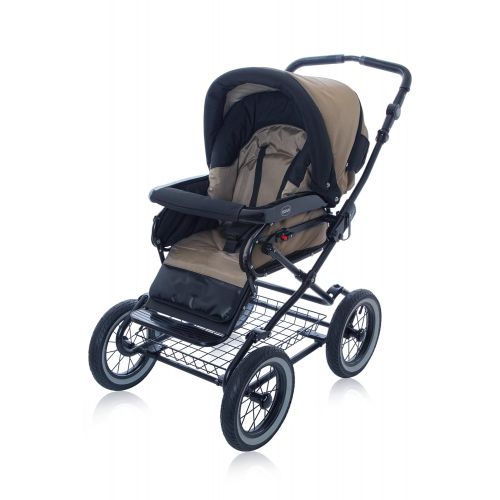  Baby Stroller for Infant Newborn and Toddler Roan Rocco Classic Pram Stroller 2-in-1 with Bassinet separate Seat & big air-inflated wheels - Graphite