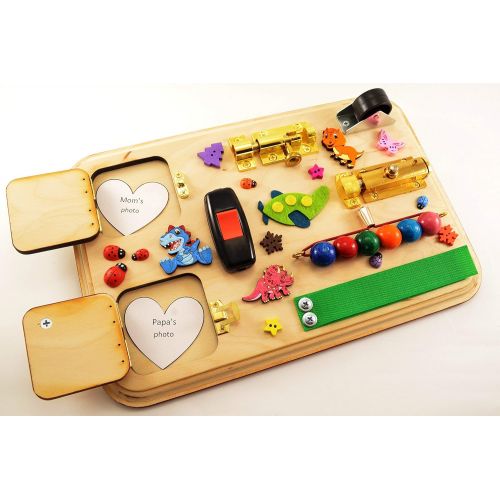  FoxFamilyBoutique Busy board with gift box Easter baby gift Toddler toys Wooden toys Toy for travel Montessori Activity board Sensory toy Baby gift Travel toys Baby toys