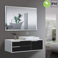 Yukon Large 30x42 Rectangular Frame-Less Beveled Wall Mirror | Premium Silver Backed Rectangle Mirrored Glass Panel Vanity, Bedroom, or Bathroom Hangs Horizontal or Vertical, IP44